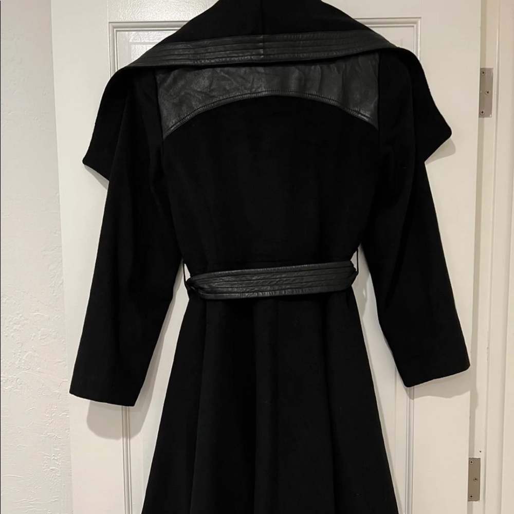 Badgley Mishka Wrap Wool Coat with Leather Trim - Picture 3 of 4